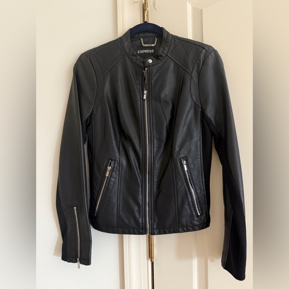 Express Black Faux Leather Moto Jacket